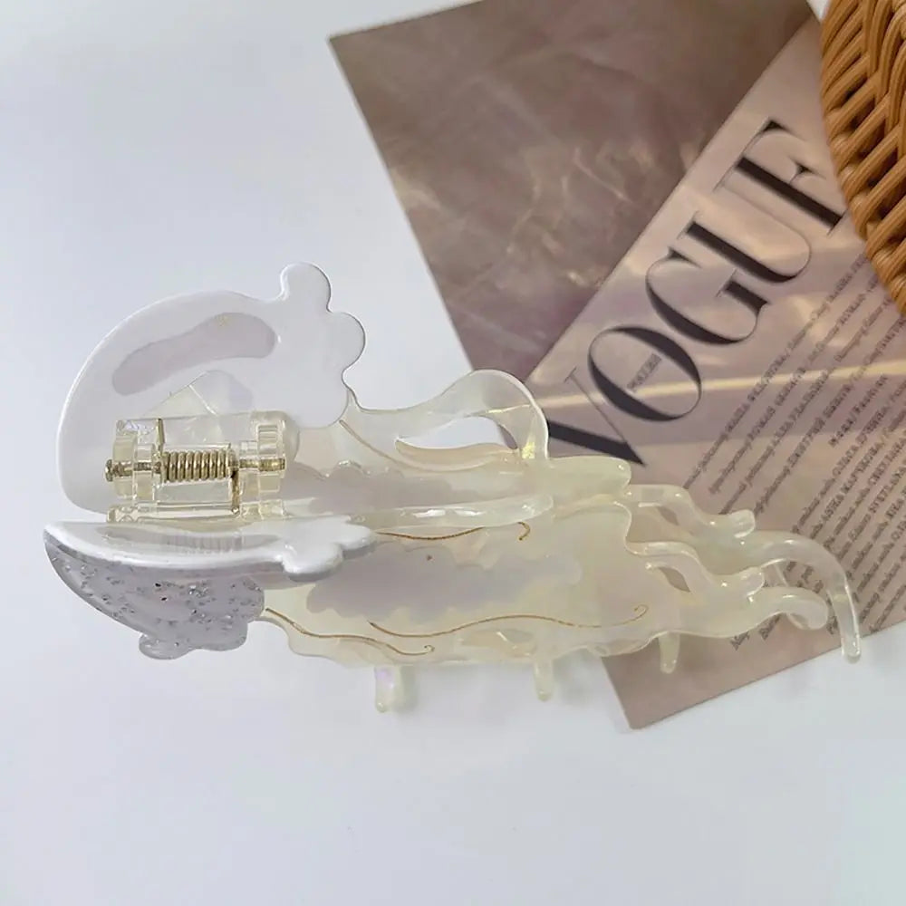 Shark & Jellyfish Acetate Hair Claw Clip – Marine Life Design