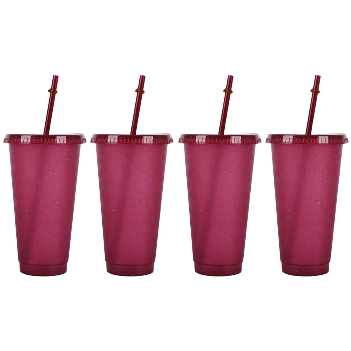 2/4Pcs Reusable Plastic Cup, 710ml Drinkware Tumblers, Coloured Acrylic Cups Tumblers with Lids and Straws, Plastic Bulk Cup Peaceful Pleasures Health and Wellness 4pcs purple