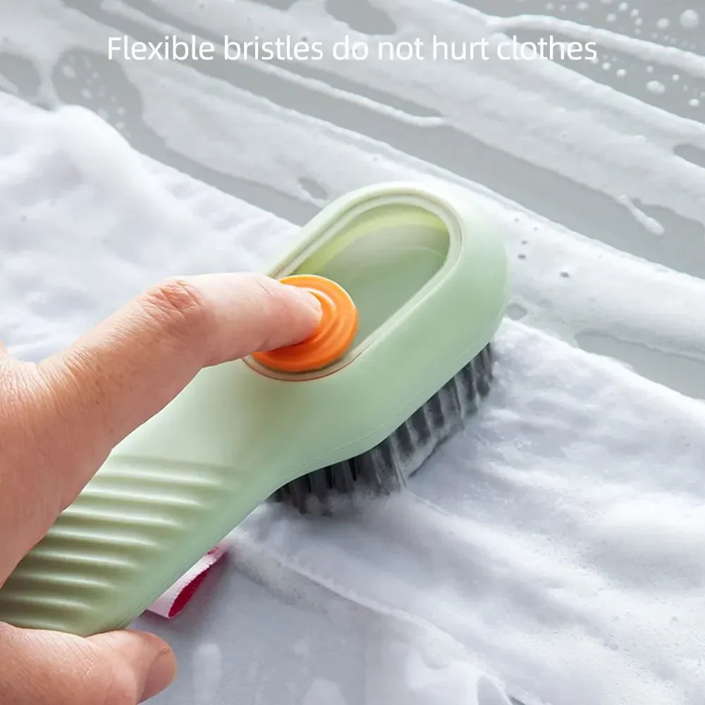 Multifunction Shoe Brush with Soap Dispenser & Long Handle