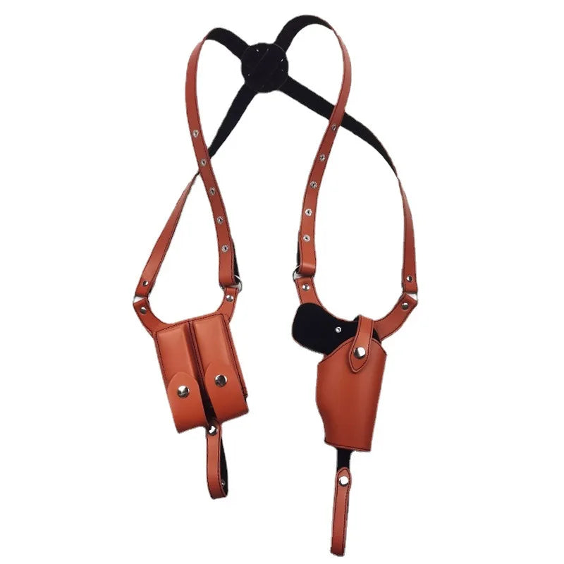 Concealed tactical hunting underarm holster PU Leather Gun 1911 Glock 17 19 31 Holster with Double Magazine Pouch Peaceful Pleasures Health and Wellness