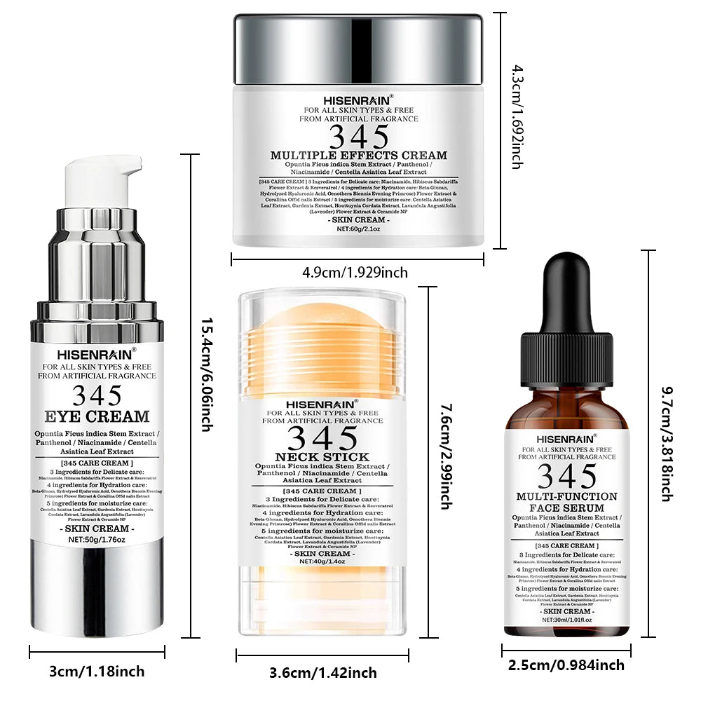 SUYARUN 4 in 1 Travel Skincare Kit - Face, Eye, Neck Cream & Serum Set, Moisturizing Christmas Gifts for Women, Premium Holiday. Peaceful Pleasures Health and Wellness