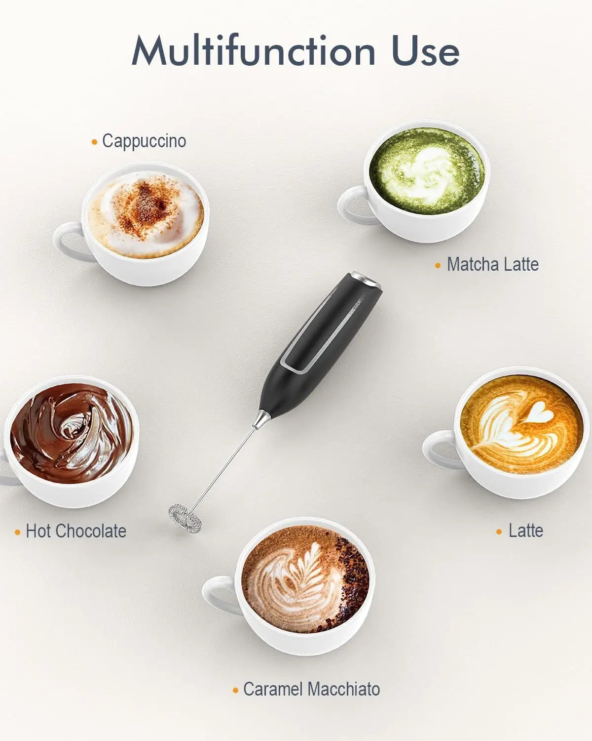 Handheld Electric Milk Frother Wand | Coffee Latte Matcha