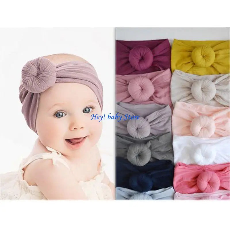 Baby Girls Bow Headbands Set of 3 | Nylon Turban Hairbands