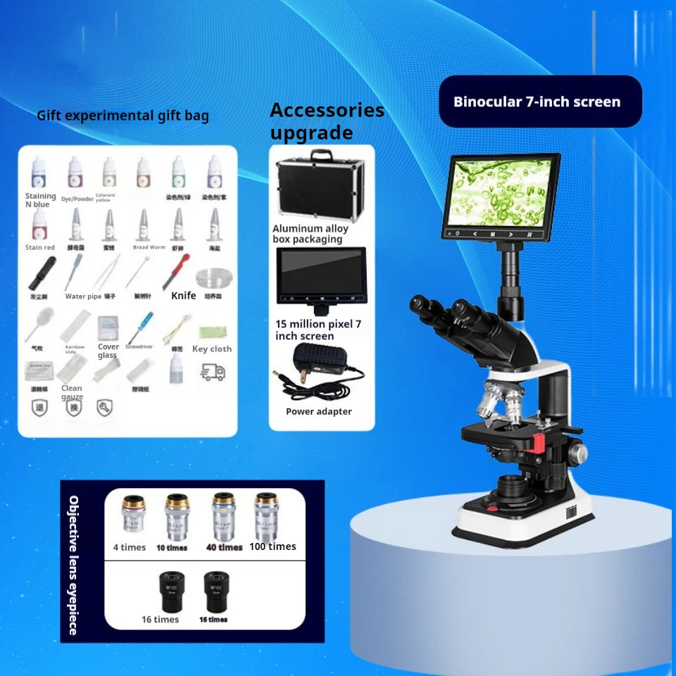 Electronic Binocular Biological Microscope Optical Instrument for Teaching and Research Experiments Peaceful Pleasures Health and Wellness With screen