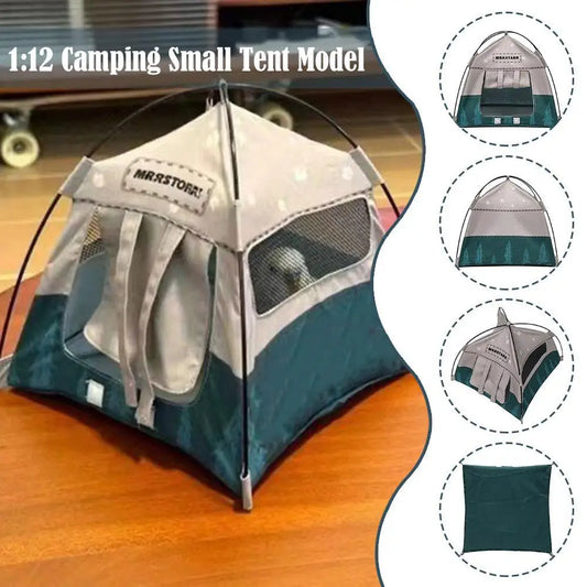 Miniature Camping Tent Model | 1:12 Scale Dollhouse Ornament Miniature Dollhouse Accessory Peaceful Pleasures Health and Wellness