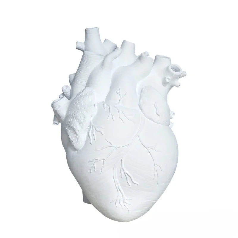 Black Anatomical Heart Vase | Resin Halloween Home Decor