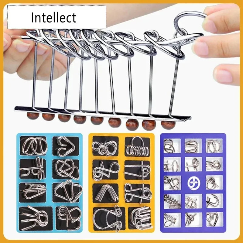 8-Piece Metal Interlocking Rings Brain Teaser Puzzle IQ Set