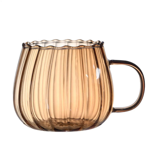 400ml Pumpkin Shape Glass Mug | Dishwasher Safe Coffee & Tea Cup Glass Mug Peaceful Pleasures Health and Wellness