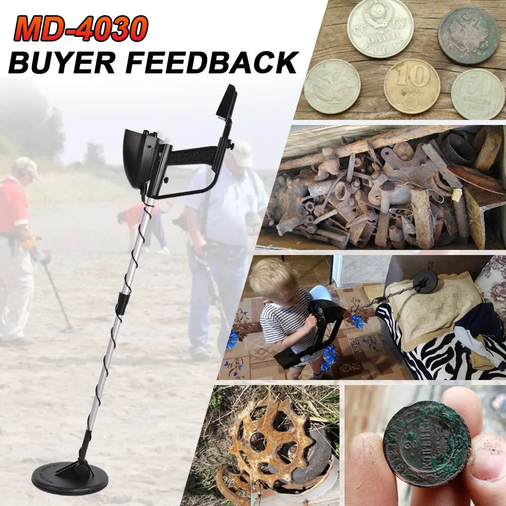 MD-4030 Metal Detector Underground Gold Detector Outdoor Gold Digger Length Adjustable Treasure Hunter Seeker Portable Detector Peaceful Pleasures Health and Wellness