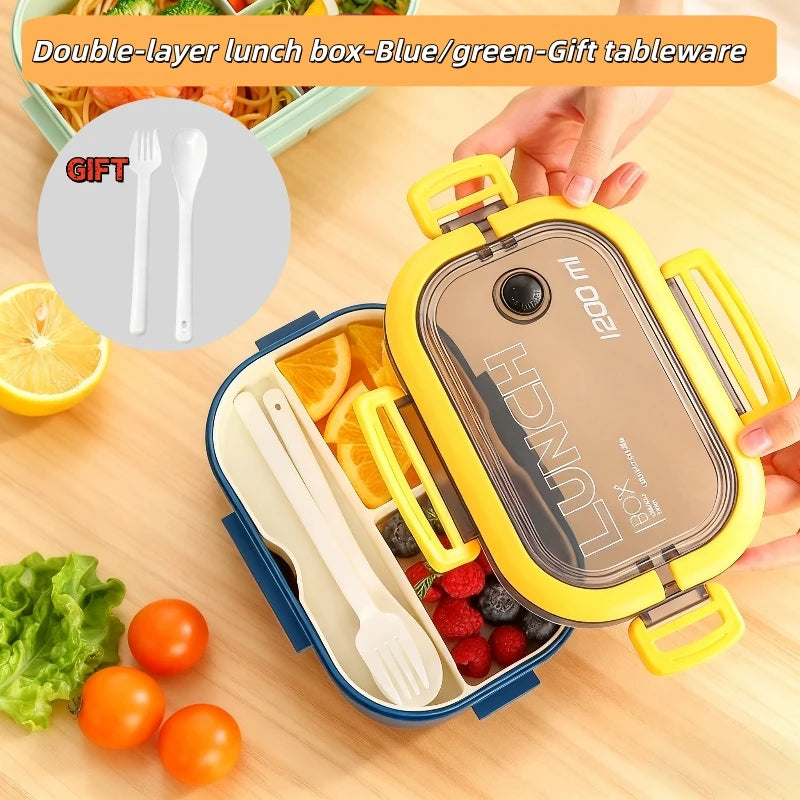 Double Layered Fruit Lunch Box Divided Into Compartments Microwave Oven Specifically Designed Office Workers To Reduce Body Fat Peaceful Pleasures Health and Wellness