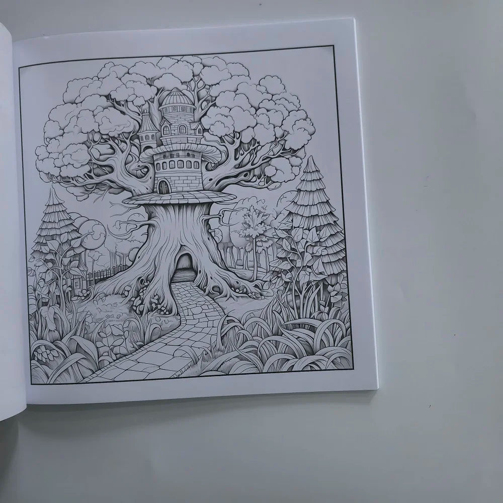 Psychedelic Forest Patterns Coloring Book Adults Teens Cute Drawing