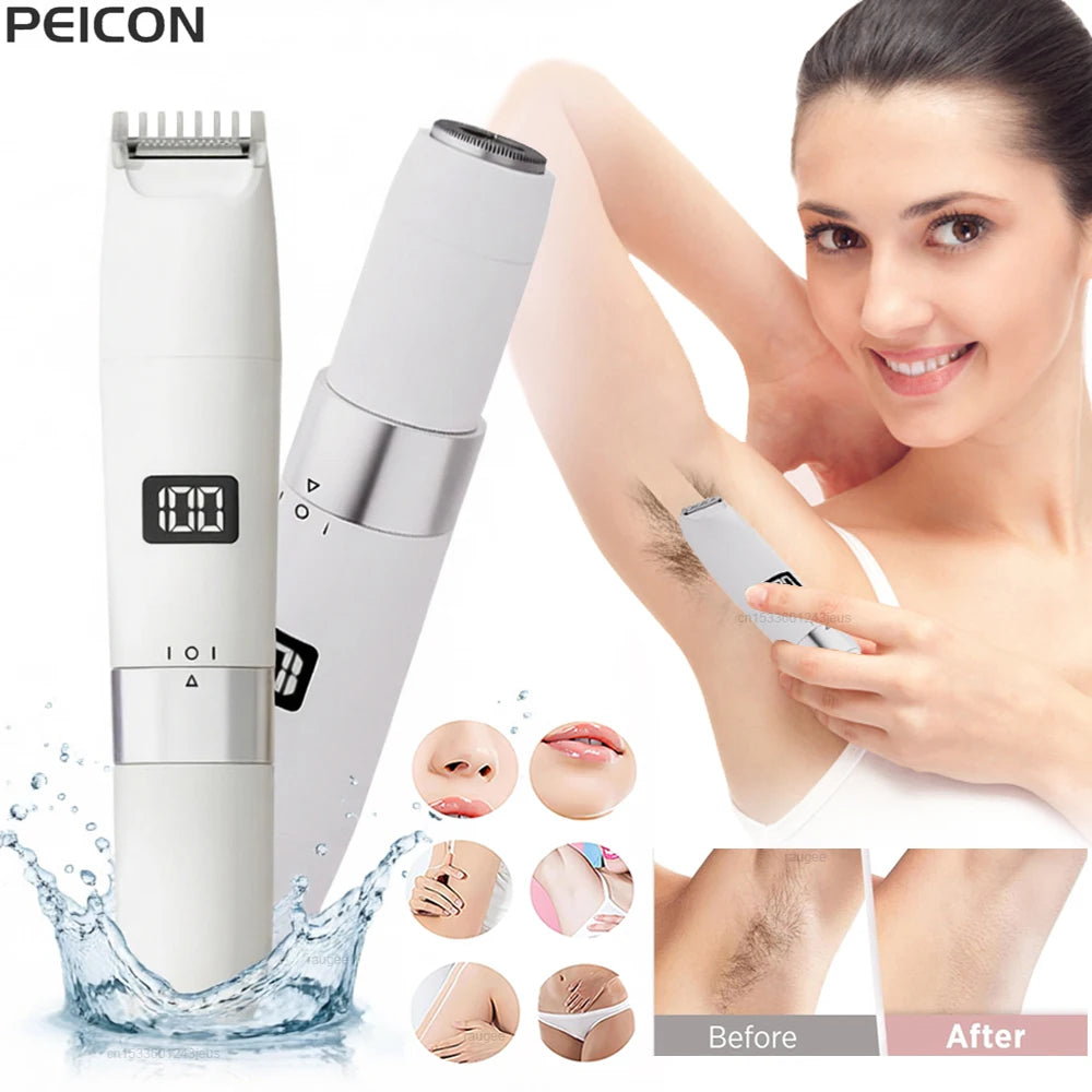 Electric Shaver for Women Body Epilator Woman's Razor 2 in 1 Dual Head Electric Body Hair Trimmer for Bikini Legs Underarms Face Peaceful Pleasures Health and Wellness