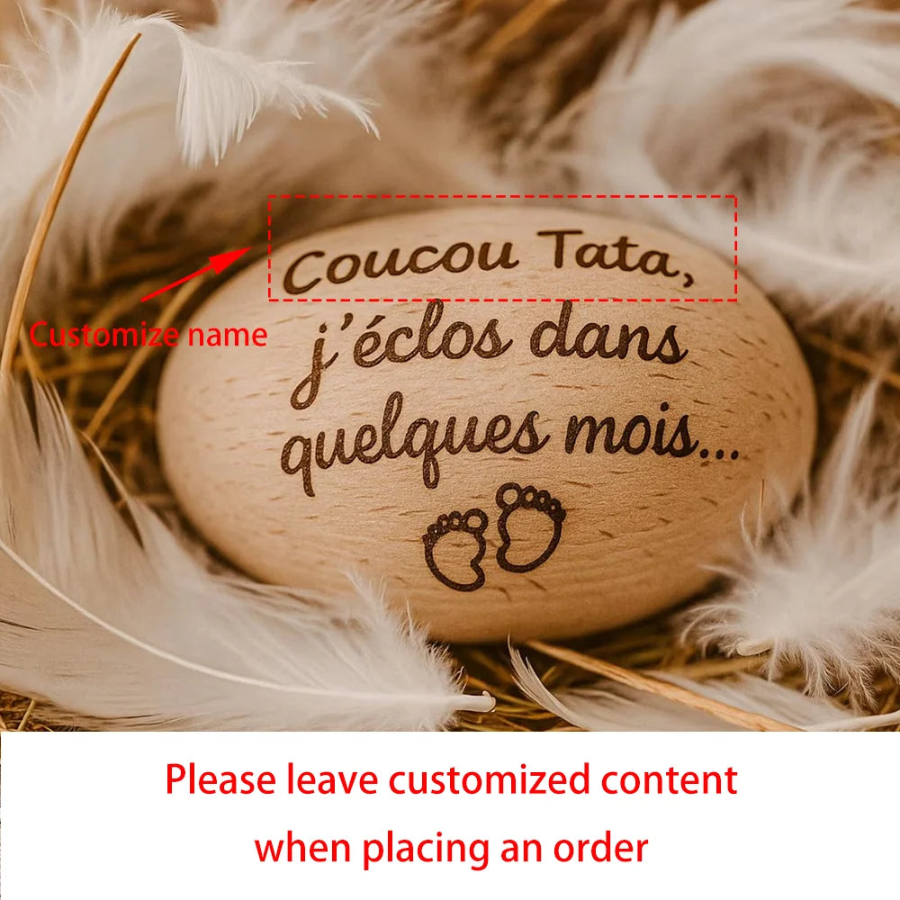 Custom Wooden Egg Pregnancy Announcement Keepsake Gift Baby Announcement Keepsake Peaceful Pleasures Health and Wellness custom 1pcs6x4.3cm