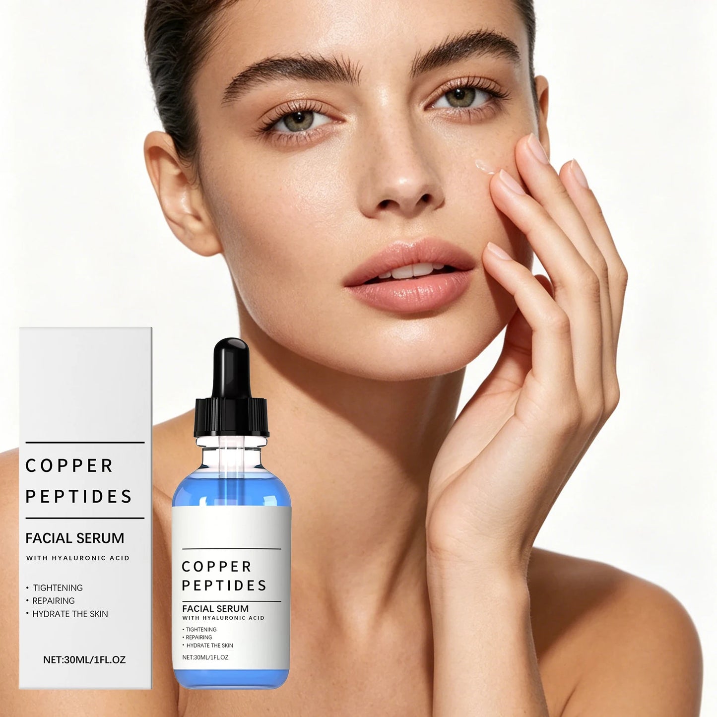 Copper Peptide Serum Tightening Repairing Moisturizing Brightening Soothing Hydration Hyaluronic Acid Copper Titanium Essence Peaceful Pleasures Health and Wellness