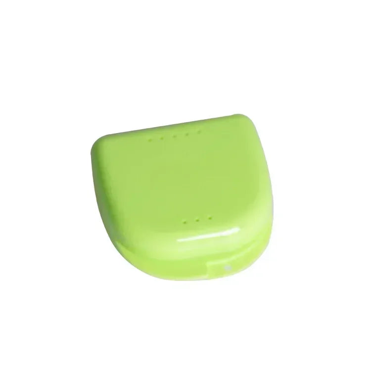 Retainer Case Mouth Guard Case Orthodontic Denture Storage Container Carabiner Hook Air Vent Holes Dental Teeth Retainer Box Peaceful Pleasures Health and Wellness green