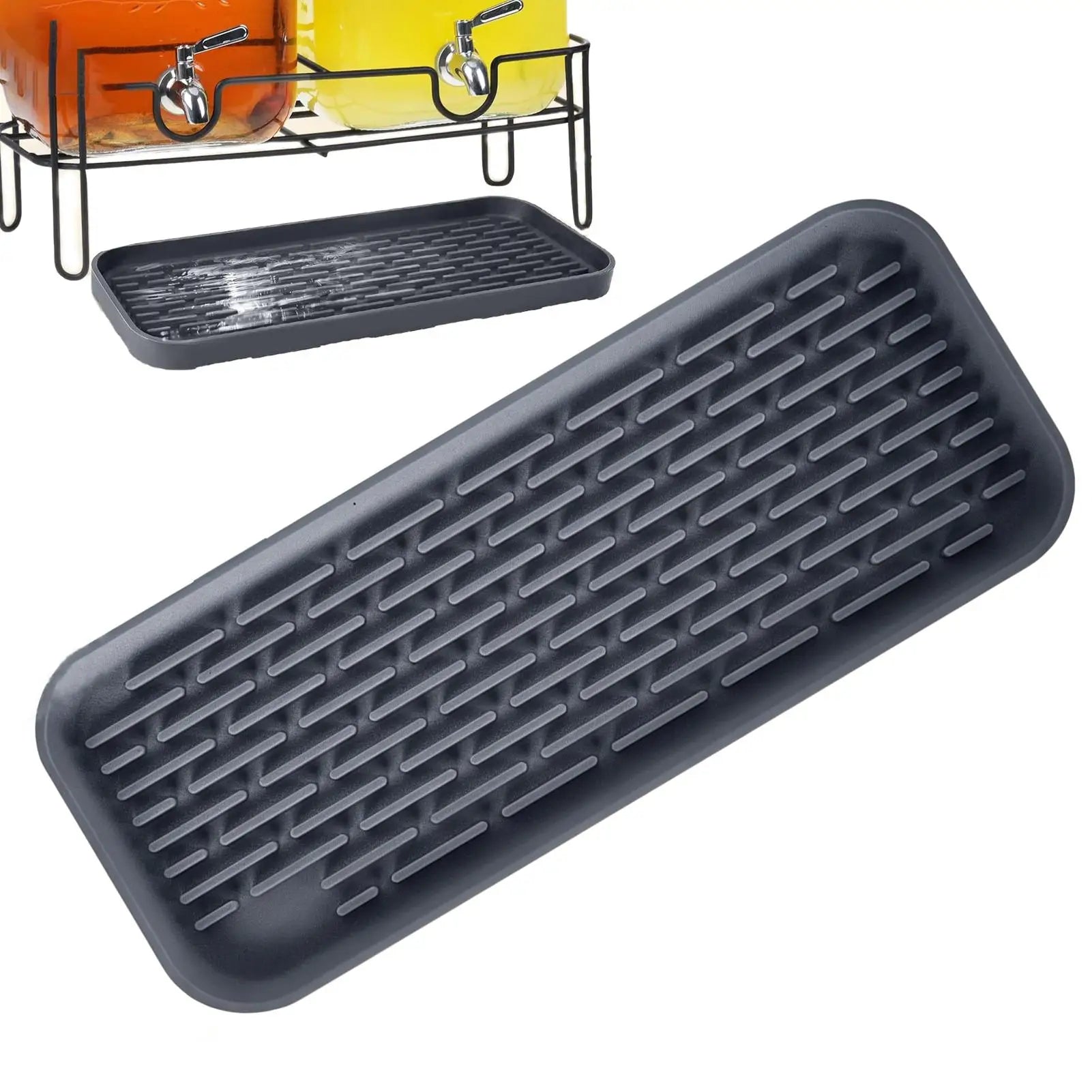 Silicone Drip Tray Non Slip Waterproof Grid Mat Bar Drink Catcher Tray for Coffee Tea Beer Beverage Kitchen Home Bar Use Peaceful Pleasures Health and Wellness