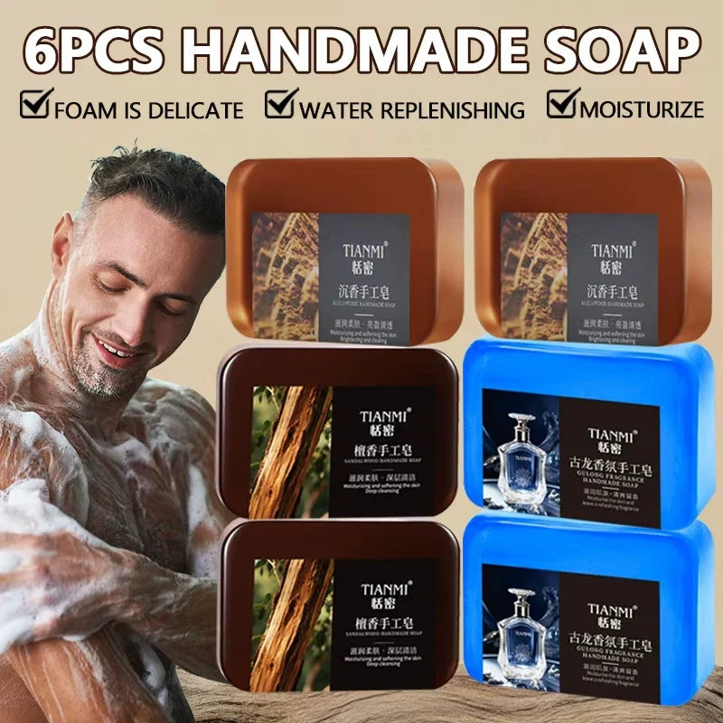 Men's 3-in-1 Agarwood Cologne Handmade Soap – Face Hair Body