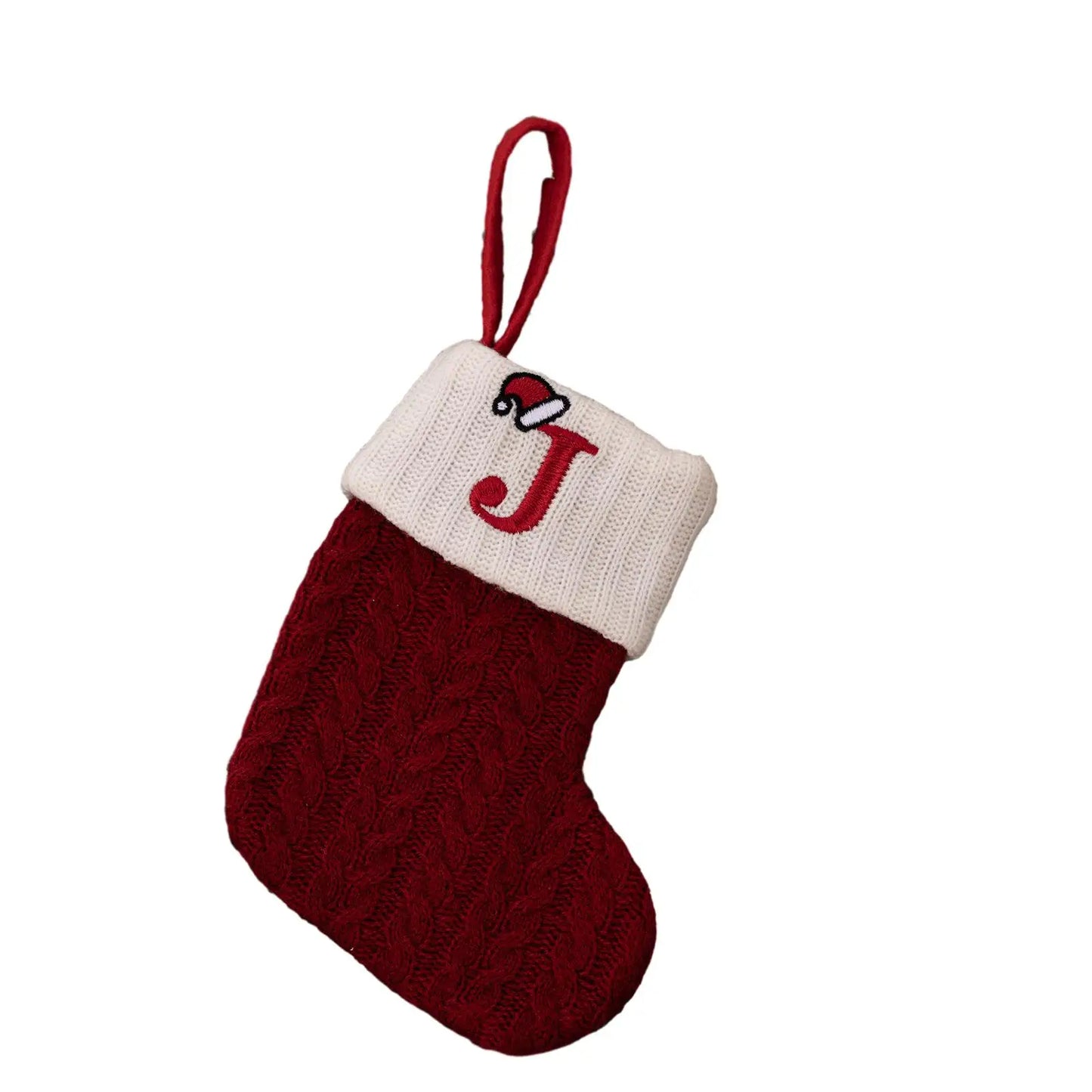 Knitted Christmas Stocking Ornament – Snowflake & Alphabet
