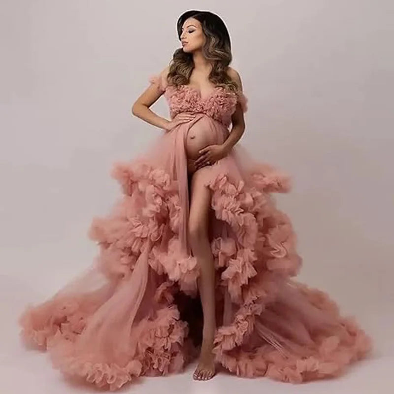 Split Flowy Maternity Photography Dress Photoshoot Baby Shower платье для беременных فساتين حوامل vestidos para embarazadas Peaceful Pleasures Health and Wellness