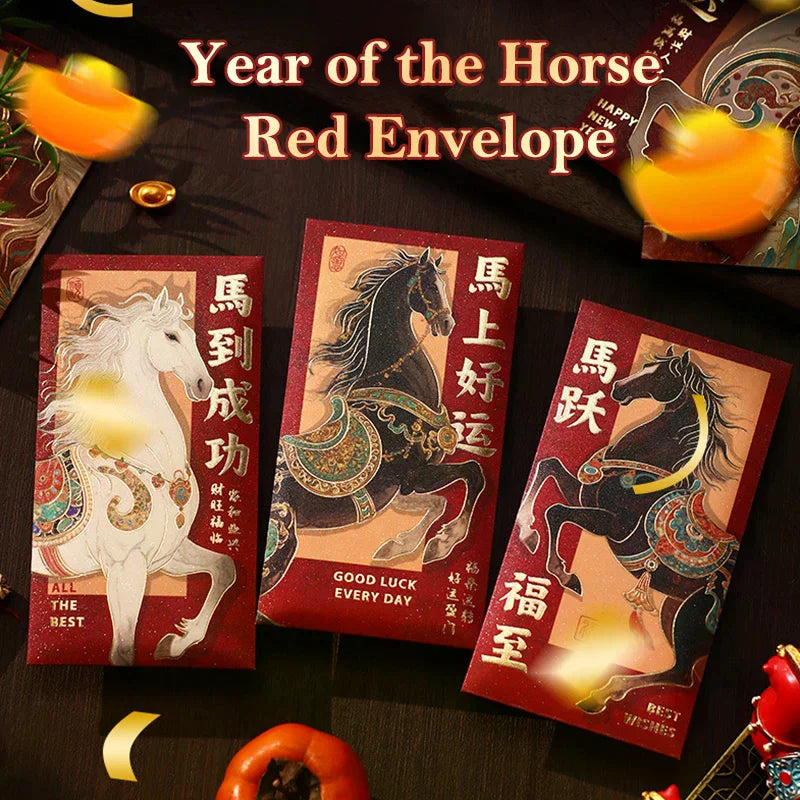 2026 Year of the Horse Chinese New Year Red Envelopes – 6 Pack