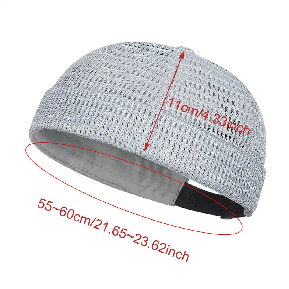 Breathable Mesh Brimless Hat Summer Skullcap Beanie for Men Grandfather Senior Bald Head, Outdoor Sports Running Cycling Travel Peaceful Pleasures Health and Wellness Light Gray