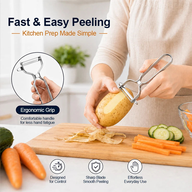 Professional Multi-Functional Y Stainless Steel Peeler, 90° Swivel Blade Vegetable Fruit Peeler for Kitchen, Easy to Clean Tools Peaceful Pleasures Health and Wellness