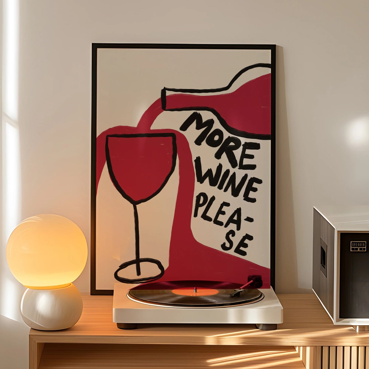"More Wine Please" Minimalist Quote Canvas Wall Art Print