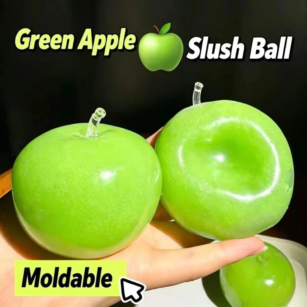Green Apple Slushie Squishy Fidget Toy Crunchy Moldable Non-Bounce Sensory ADHD Stress Reliever Medium Grip Strength Slow Rising Peaceful Pleasures Health and Wellness