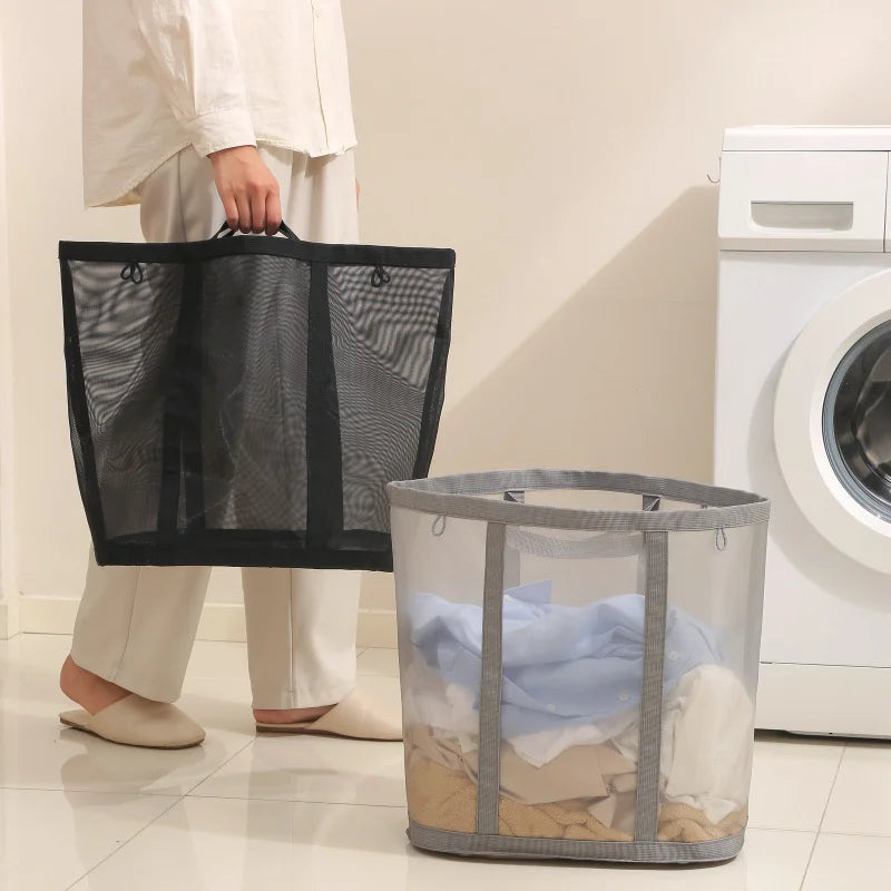 Collapsible Mesh Laundry Hamper Bag with Handles | Dorm Travel