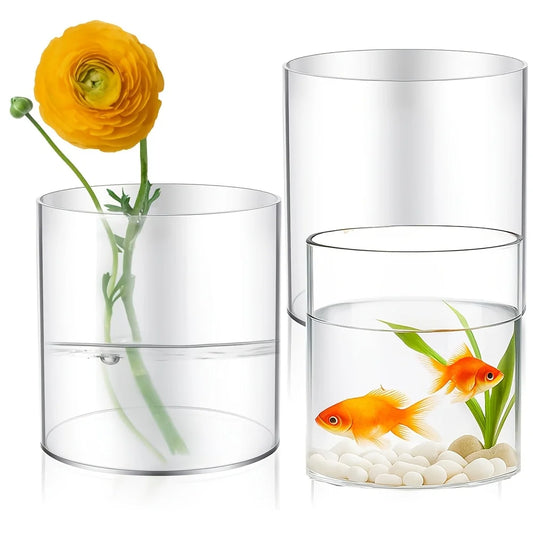 Clear Acrylic Cylinder Flower Vases – Set of 3 Wide-Mouth Vases for Centerpieces & Candle Holders Peaceful Pleasures Health and Wellness