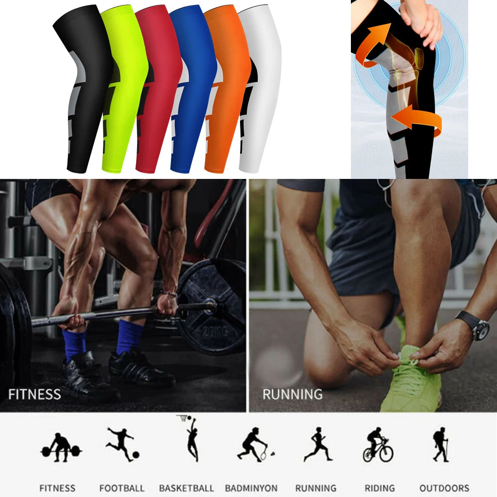 1Pcs Long Compression Leg Sleeves for Women Men,Comfortable & Non-Slip UV Protection Leg Knee Braces Supports for Sports Cycling Peaceful Pleasures Health and Wellness