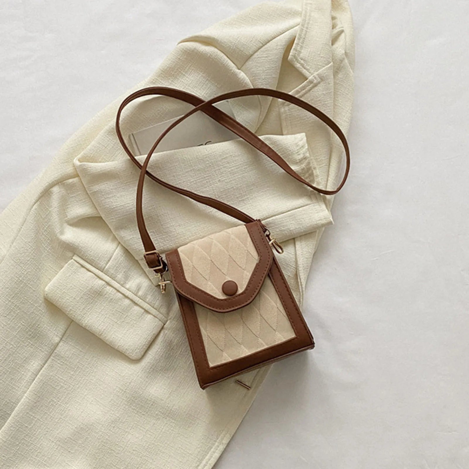 Women's Versatile Shoulder Bag Splicing Design Soft PU Leather Shoulder Bag Exquisite Gift for Girls Birthday Peaceful Pleasures Health and Wellness