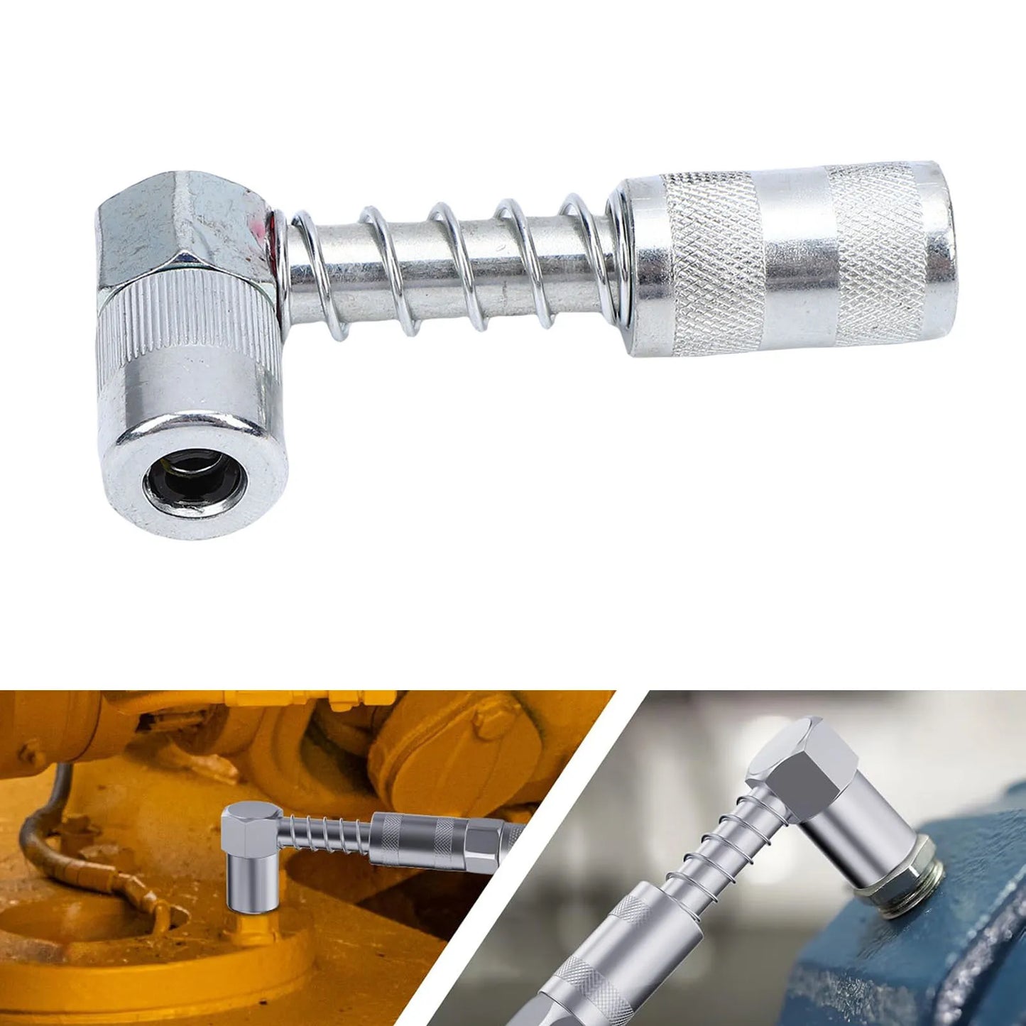 90 Degree Grease Gun Coupler Adapter Right Angle Fitting High Pressure Nozzle Tip Manual Small Portable Extendable Lubrication Peaceful Pleasures Health and Wellness