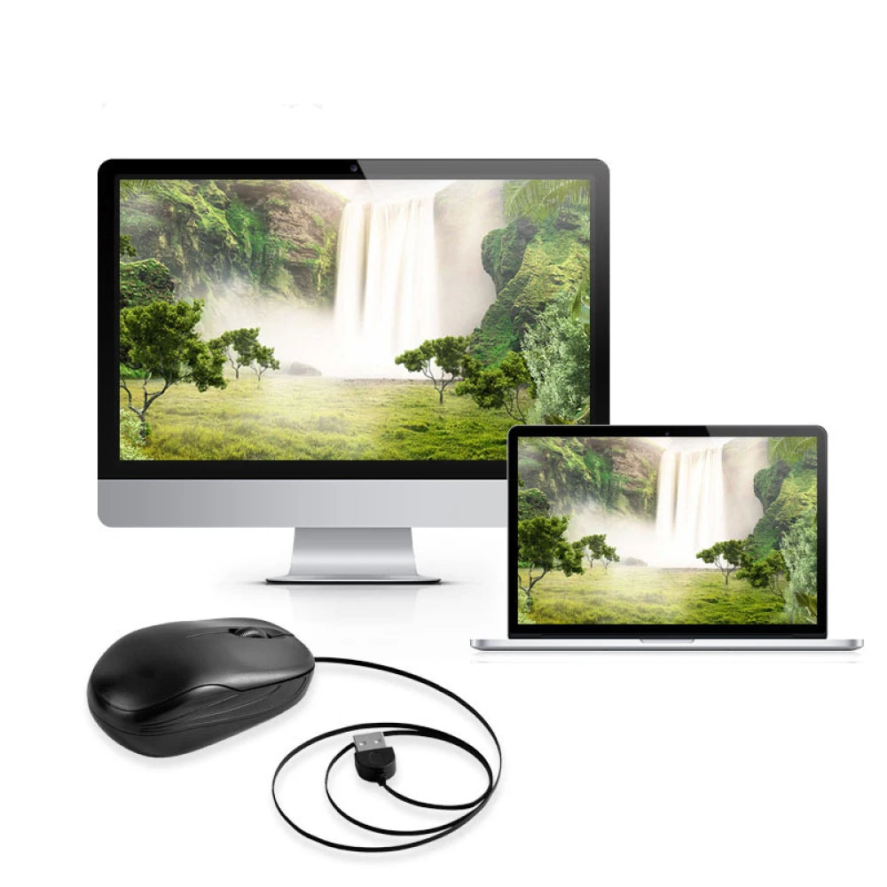 1 PCS Retractable Wired Mouse Gaming Mouse High Quality Computer Mouse 1000DPI Optical Mouse Peaceful Pleasures Health and Wellness