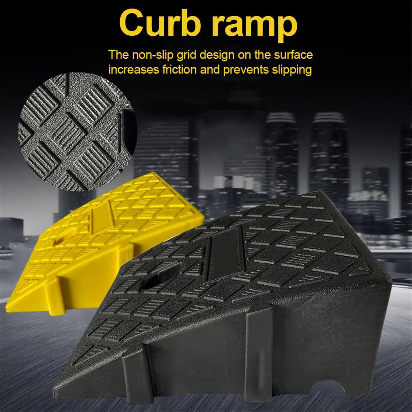 Portable PVC Curb Ramp | Non-Slip Driveway Threshold Ramp