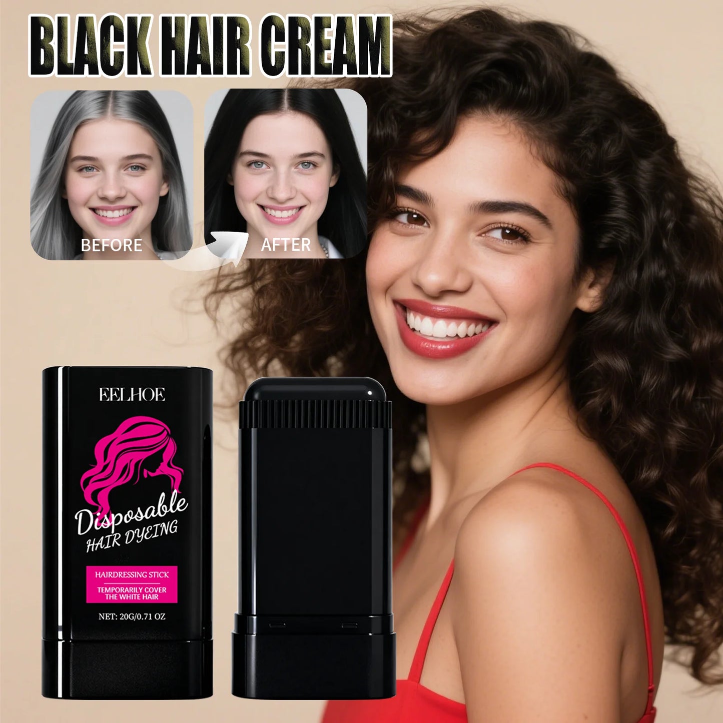 Jaysuing Black Hair Color Wax – Instant Gray Coverage, Travel Size