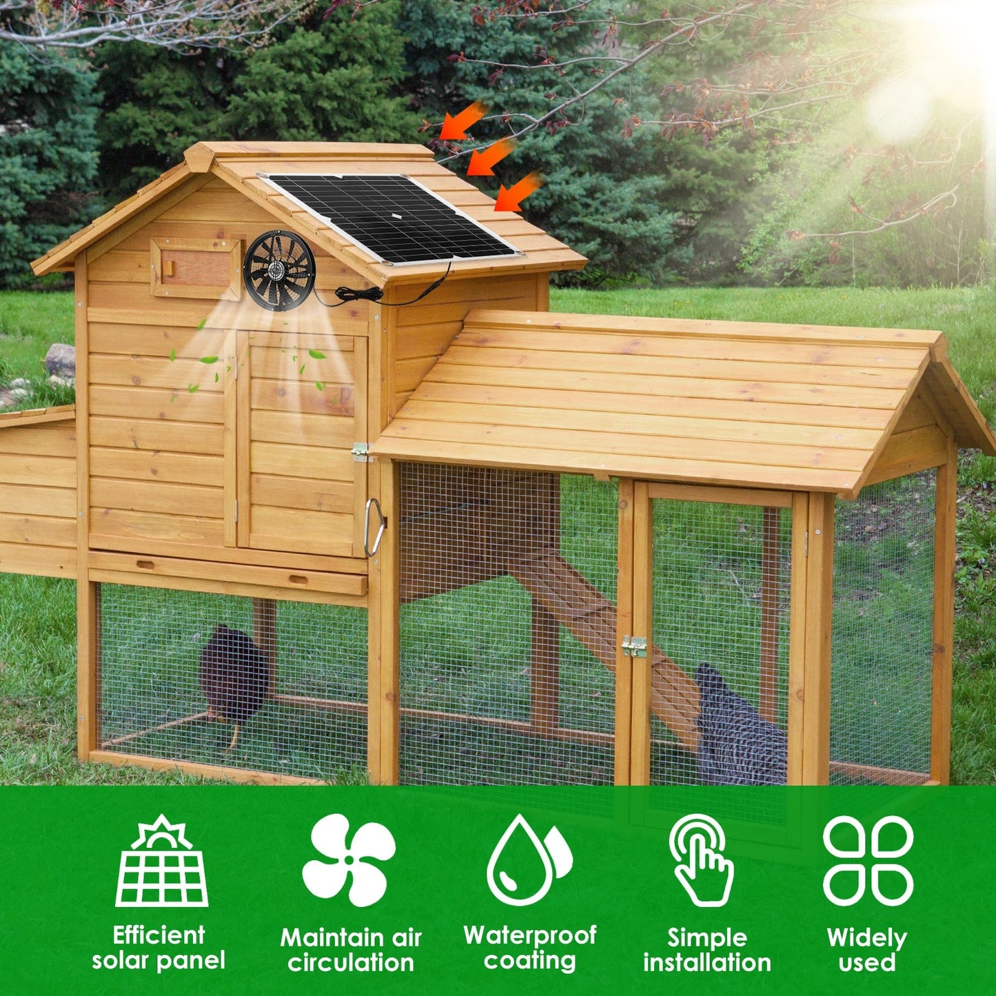 100W Solar Exhaust Fan – Chicken Coop, Greenhouse & Shed