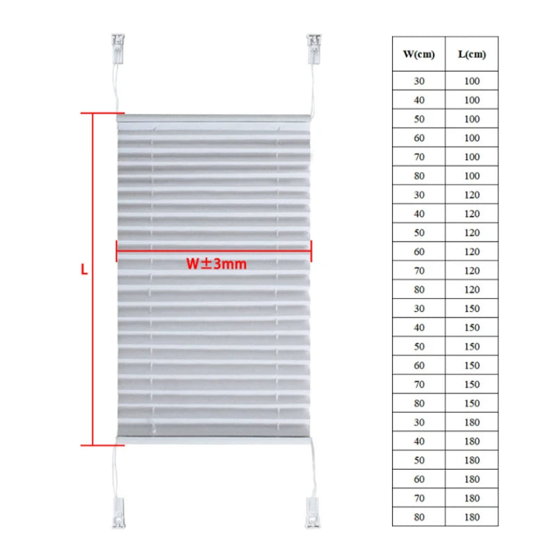 No-Drill Pleated Window Blind with Clamp Brackets | Indoor