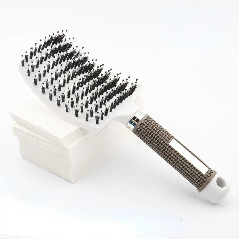 Hair Brush Scalp Massage Comb Hairbrush Bristle;Nylon Women Wet Curly Detangle Hair Brush for Salon Hairdressing Styling Tools Peaceful Pleasures Health and Wellness WHITE