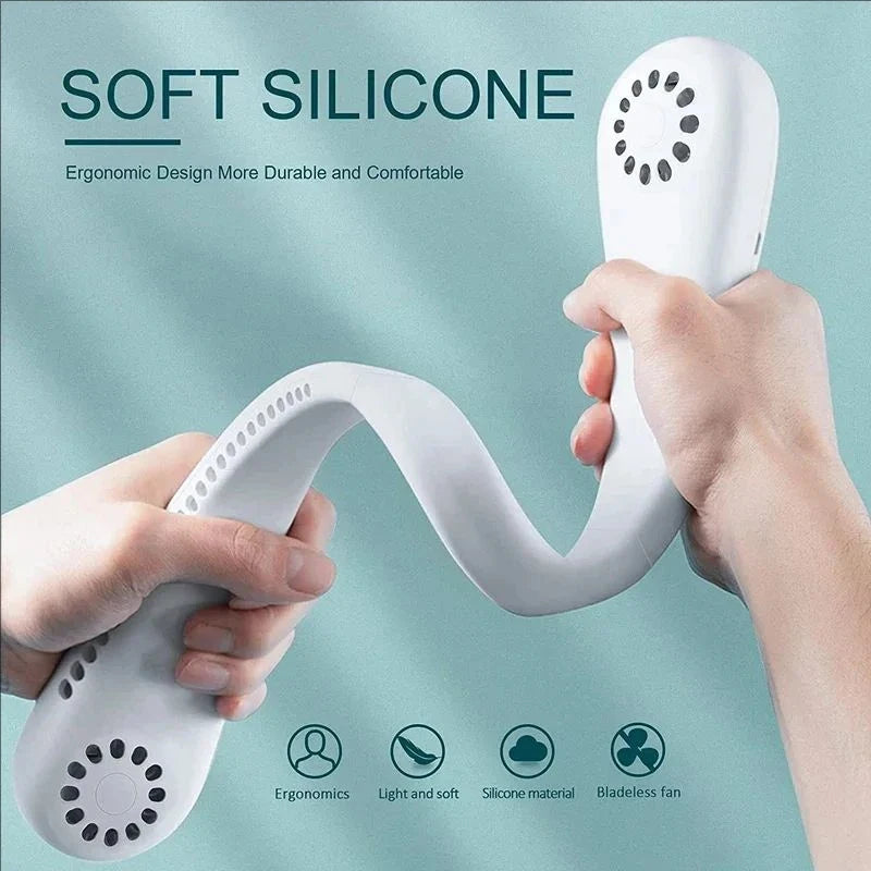 Neck Fan Mini Usb Rechargeable Bladeless Fan Electric Portable Ventilador Air Cooler Wearable Neckband Fans for Outdoor Travel Peaceful Pleasures Health and Wellness