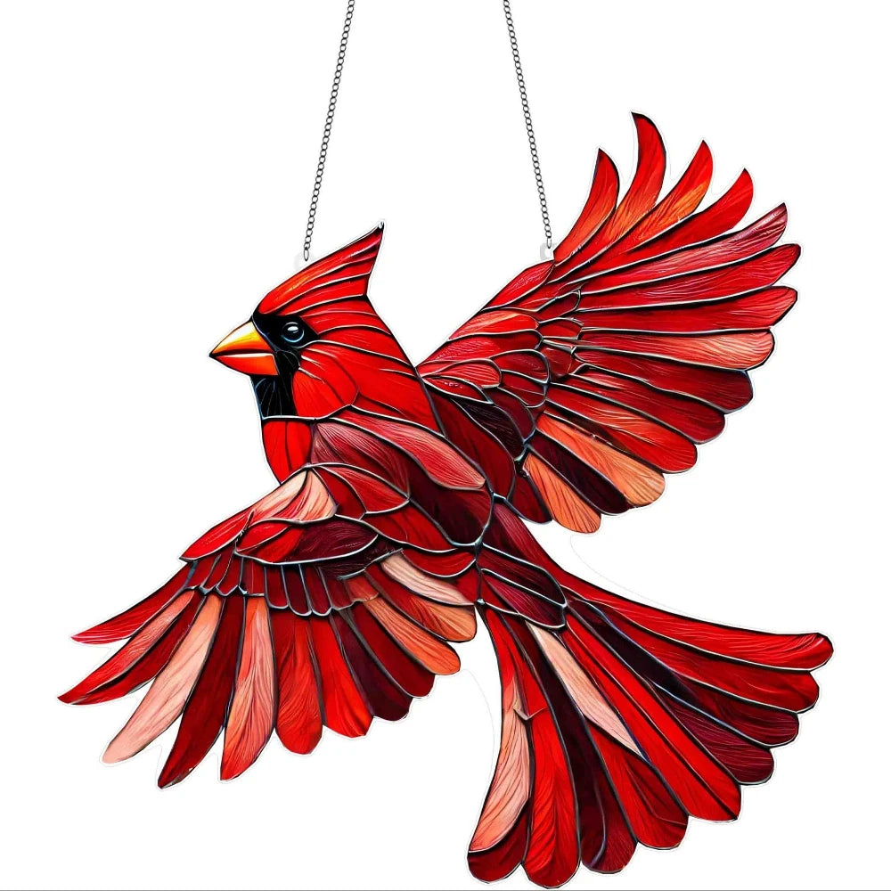 20X20X0.2cm Mythical Fire Phoenix & Turtle Sun Catcher Glass Painted Acrylic window Hanging decoration porch pendant decoration Peaceful Pleasures Health and Wellness