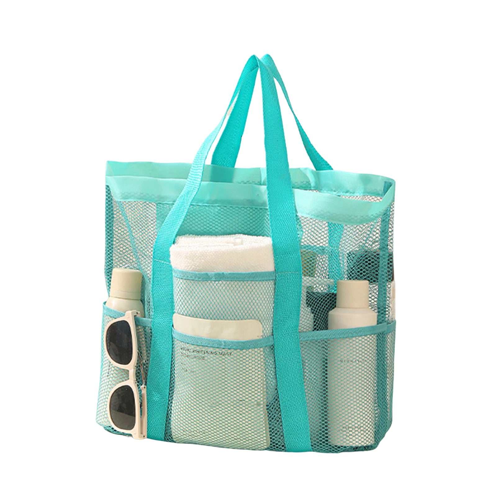 Large Capacity Hand-held Nylon Mesh Beach Supplies Storage Bag for Women Mother Vacation Use Peaceful Pleasures Health and Wellness Green