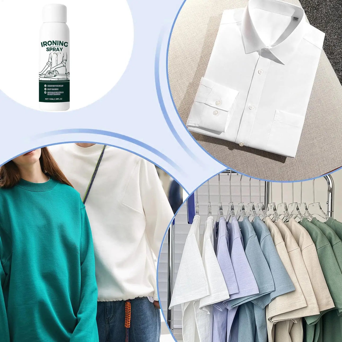 Anti-Static Wrinkle-Free Ironing Spray 100ml | Travel Fabric