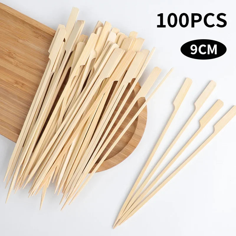100 Bamboo Skewers – Paddle Picks for BBQ, Cocktails & Appetizers Bamboo Skewer Picks Peaceful Pleasures Health and Wellness 100pcs-9cm