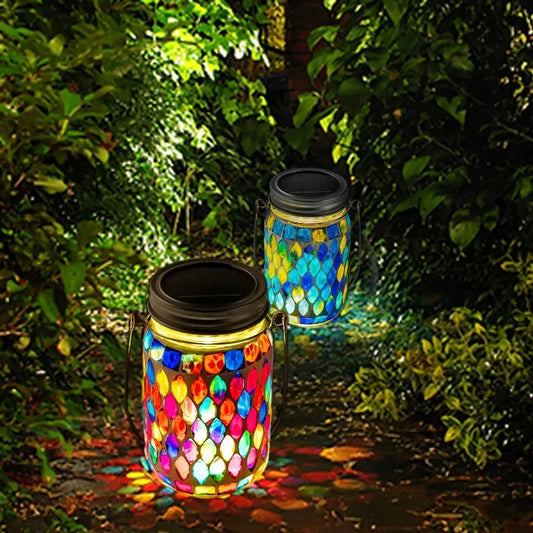 Solar Mosaic Hanging Lamp – Waterproof Glass Indoor & Outdoor Solar Hanging Lamp Peaceful Pleasures Health and Wellness