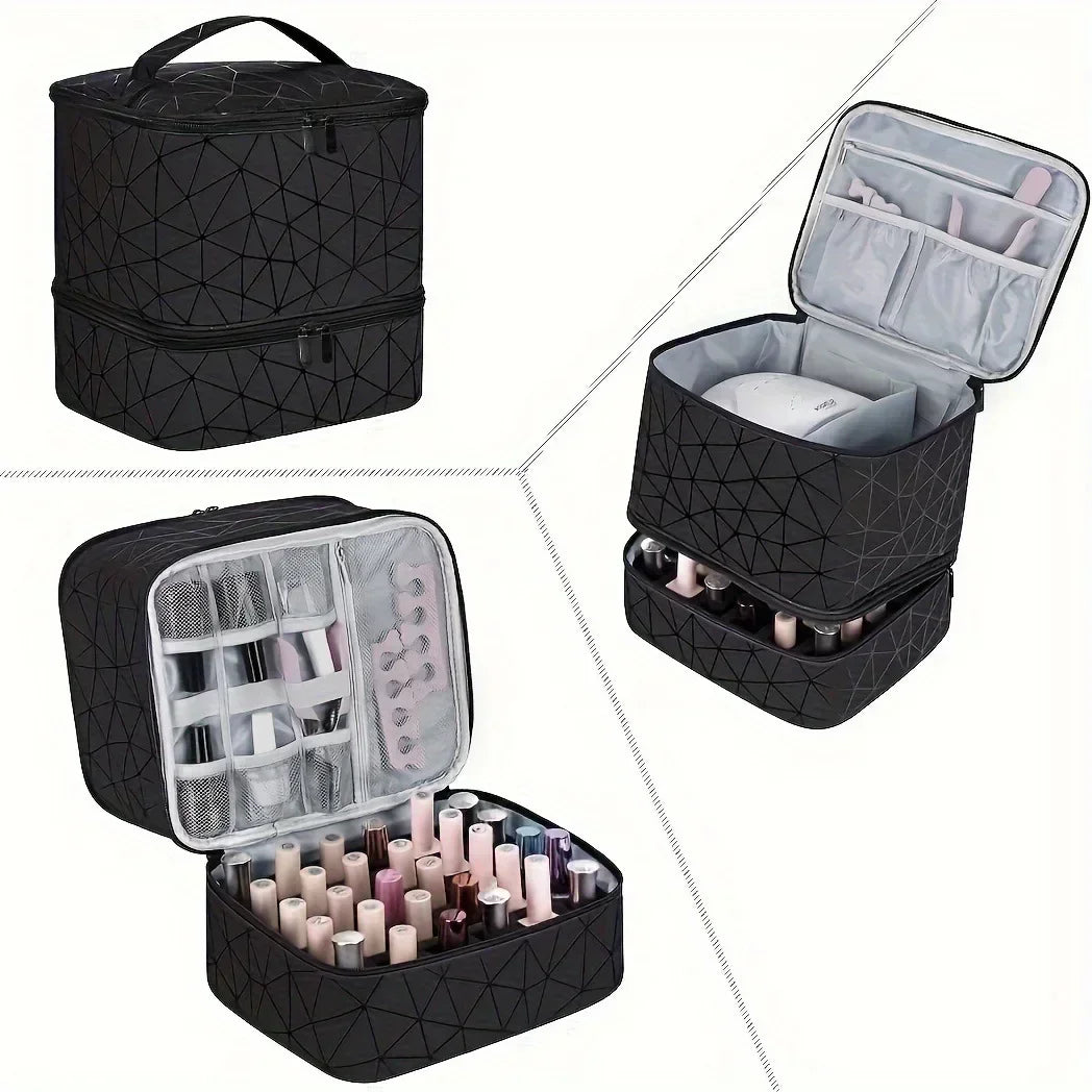 Double-Layer Nail Polish & Essential Oil Travel Organizer Bag