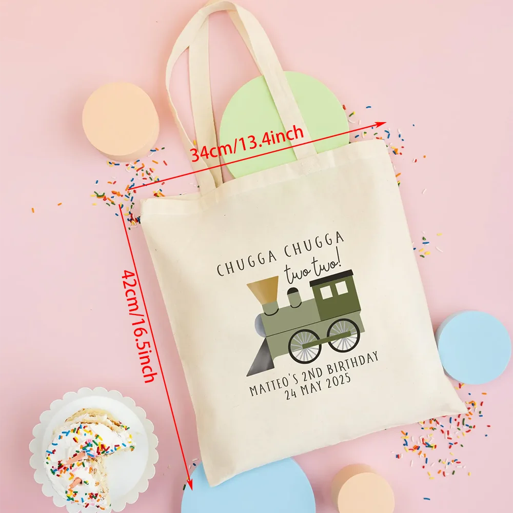 Personalized Train Party Favor Tote Bags – Chugga Chugga Two Two