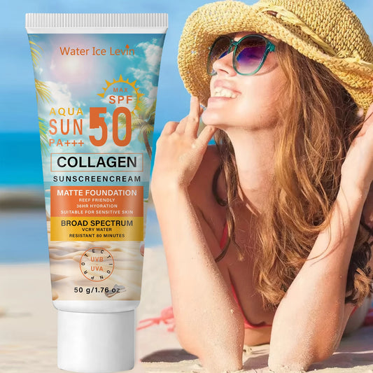 SPF50 PA+++ Sunscreen, 36HR Hydrating & Water Resistant Collagen Sun Care Peaceful Pleasures Health and Wellness
