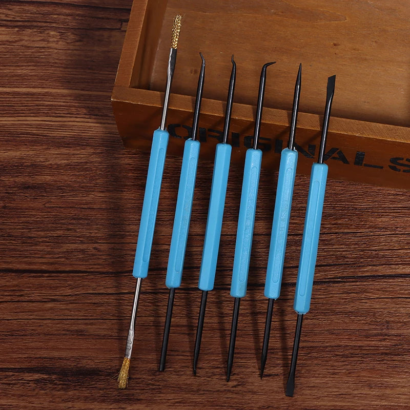 6PCS Blue Desoldering Aid Tool PCB Cleaning Repair Tool Soldering Aid Tool Set Circuit Boards Soldering Aid Tools Set Peaceful Pleasures Health and Wellness