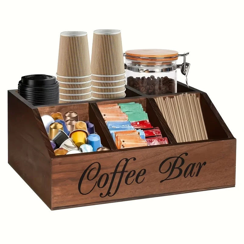 Classic Wooden Coffee Storage Box & Multipurpose Organizer